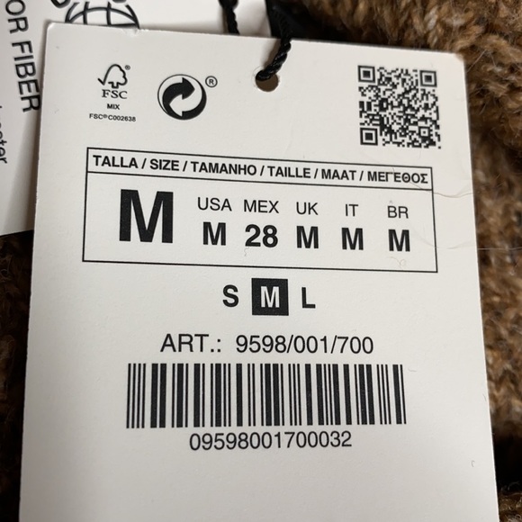 NWT. Zara Brown Jewel Button Knit Cropped Cardigan. Size M. - Picture 7 of 9